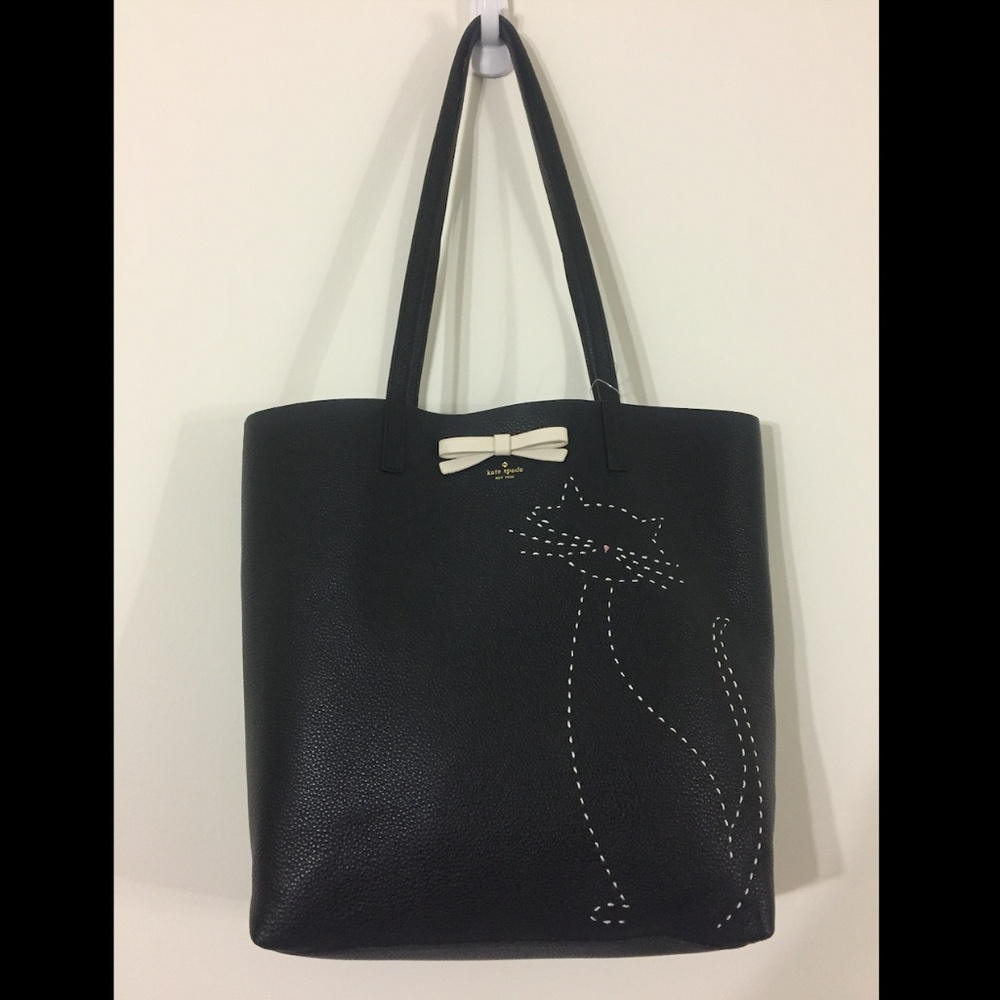 SOLD NWT KATE SPADE ON PURPOSE LEATHER CAT TOTE - Picture 3 of 8